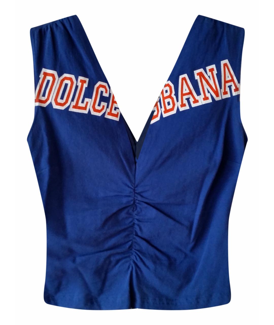DOLCE&GABBANA Синяя хлопковая майка, фото 1
