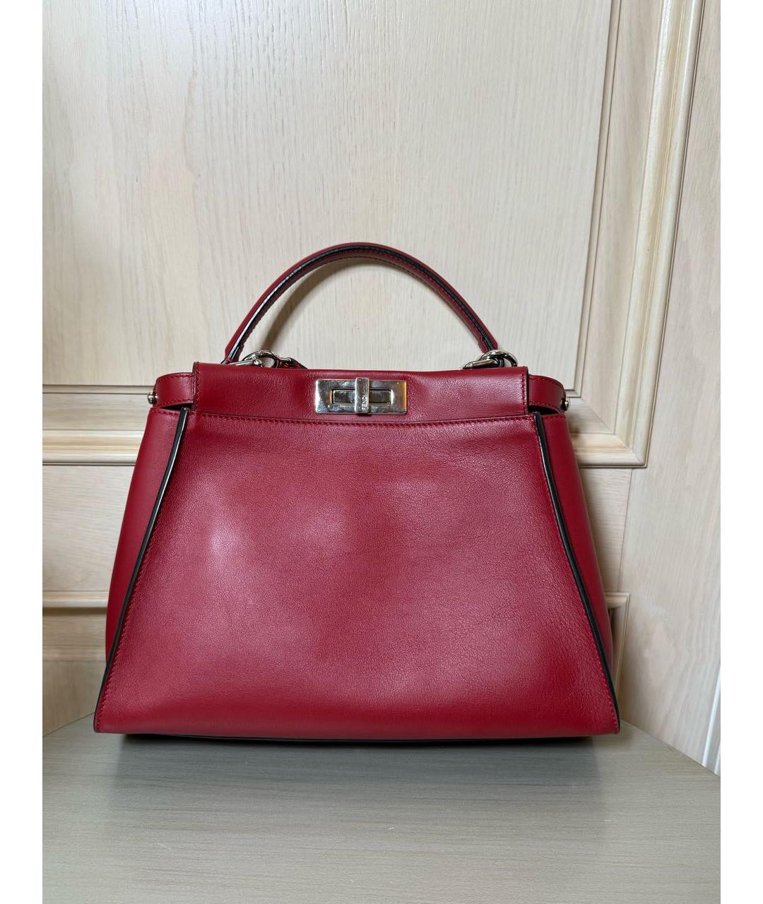 FENDI Красная кожаная сумка с короткими ручками, фото 6