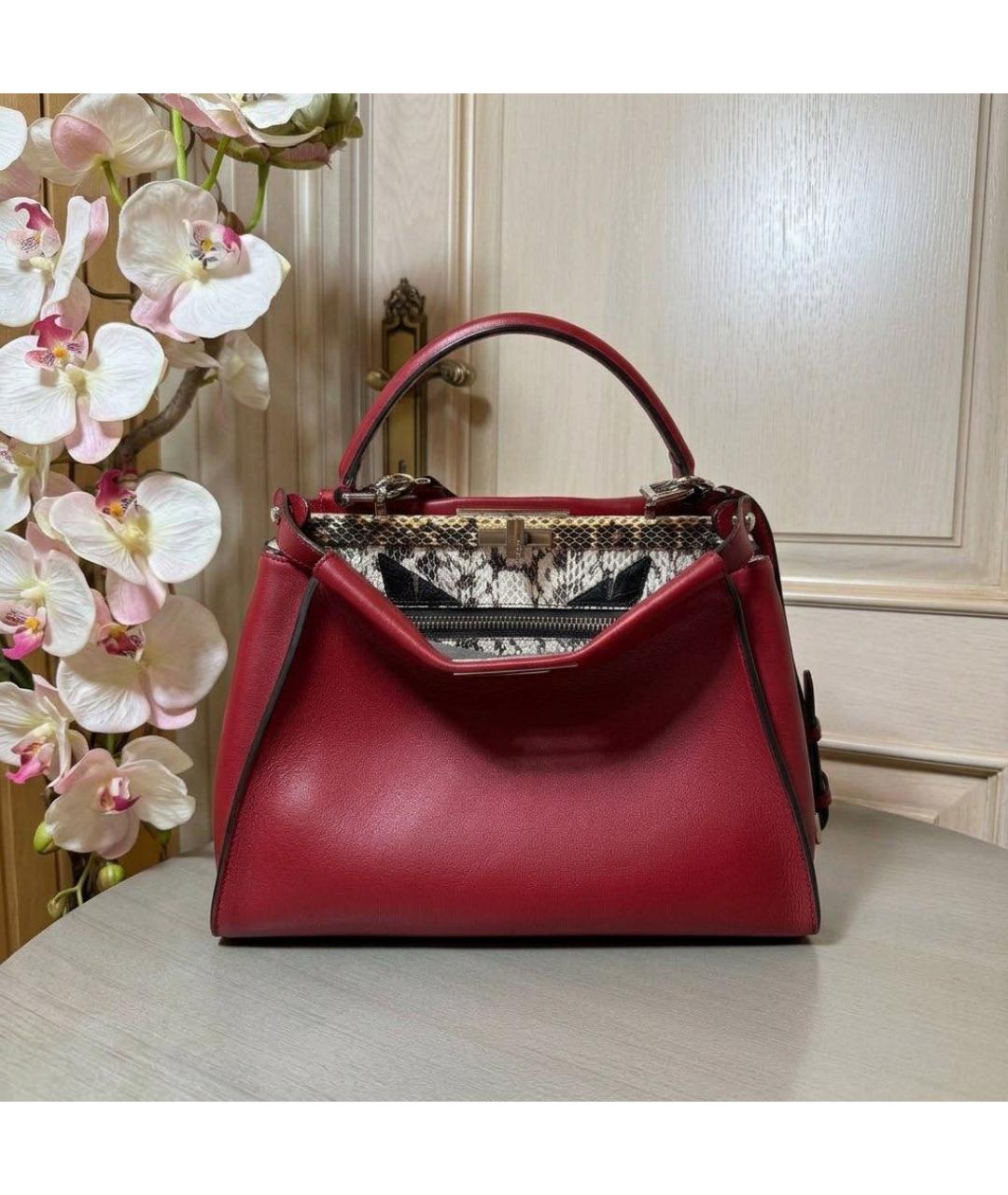 FENDI Красная кожаная сумка с короткими ручками, фото 9