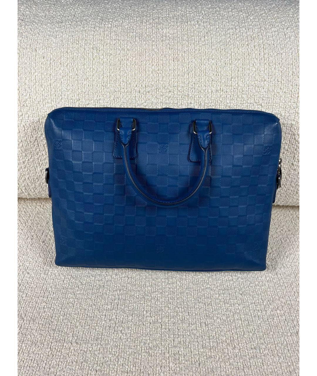 LOUIS VUITTON Синий кожаный портфель, фото 3