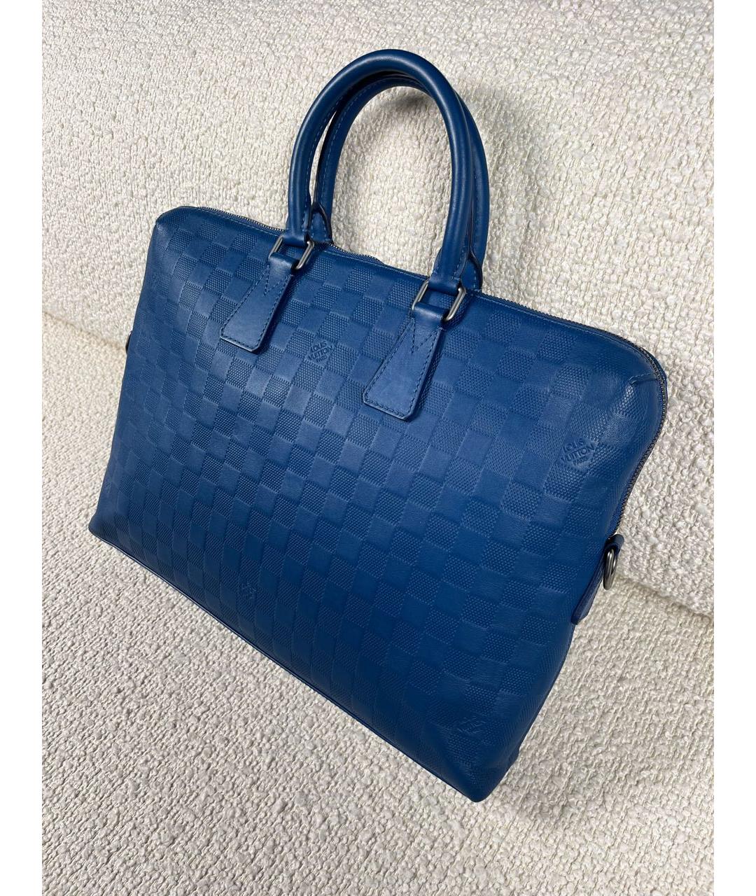 LOUIS VUITTON Синий кожаный портфель, фото 5
