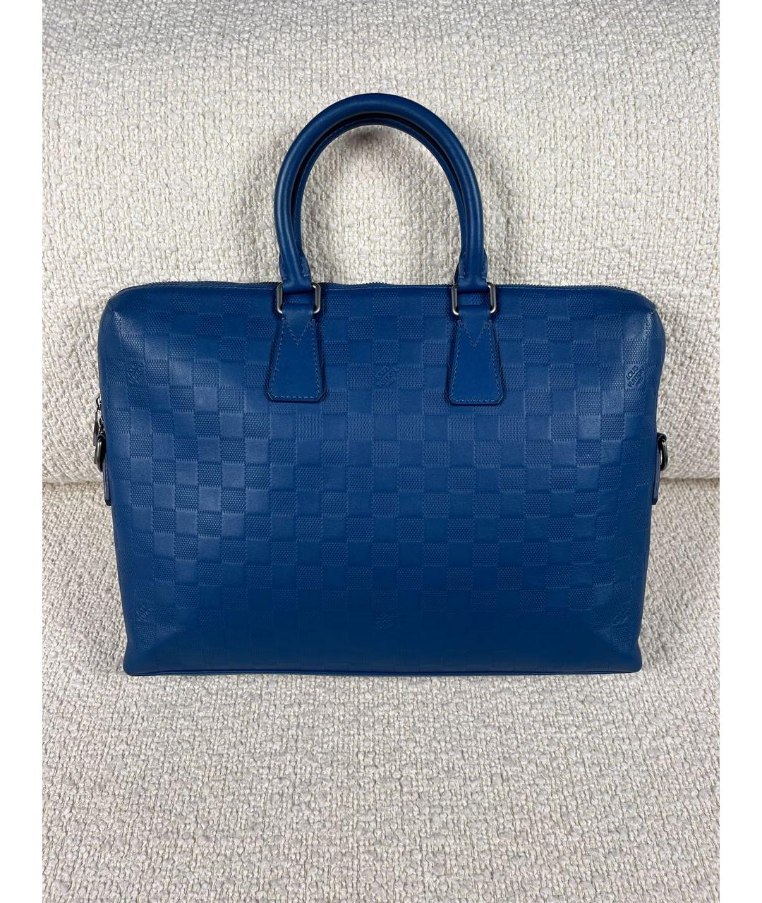 LOUIS VUITTON Синий кожаный портфель, фото 9