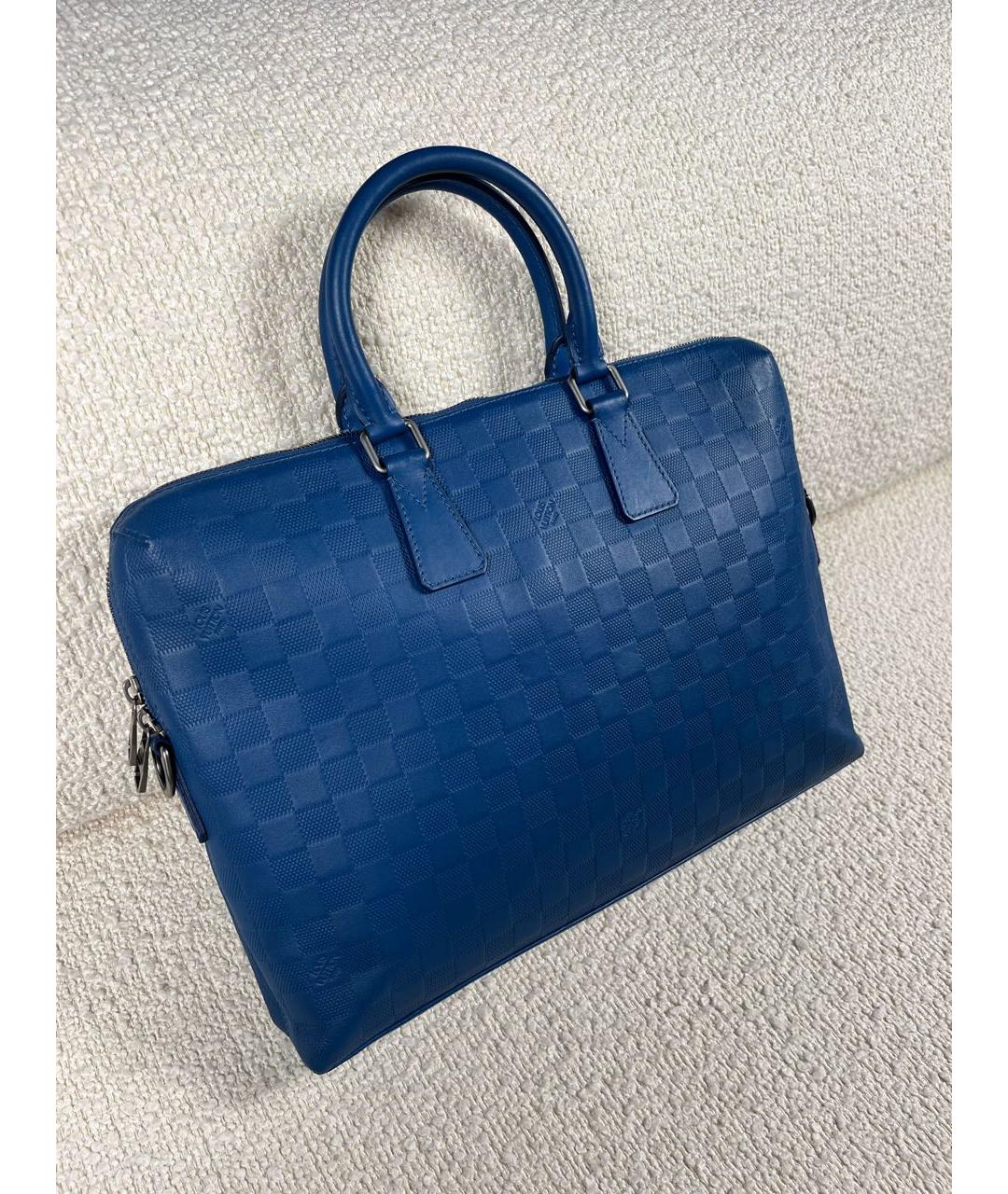 LOUIS VUITTON Синий кожаный портфель, фото 2