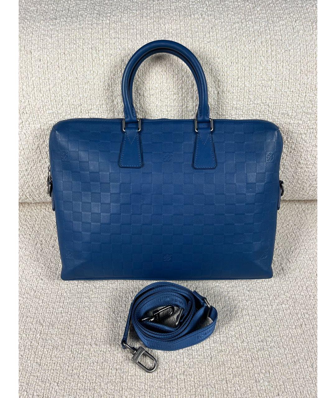 LOUIS VUITTON Синий кожаный портфель, фото 6