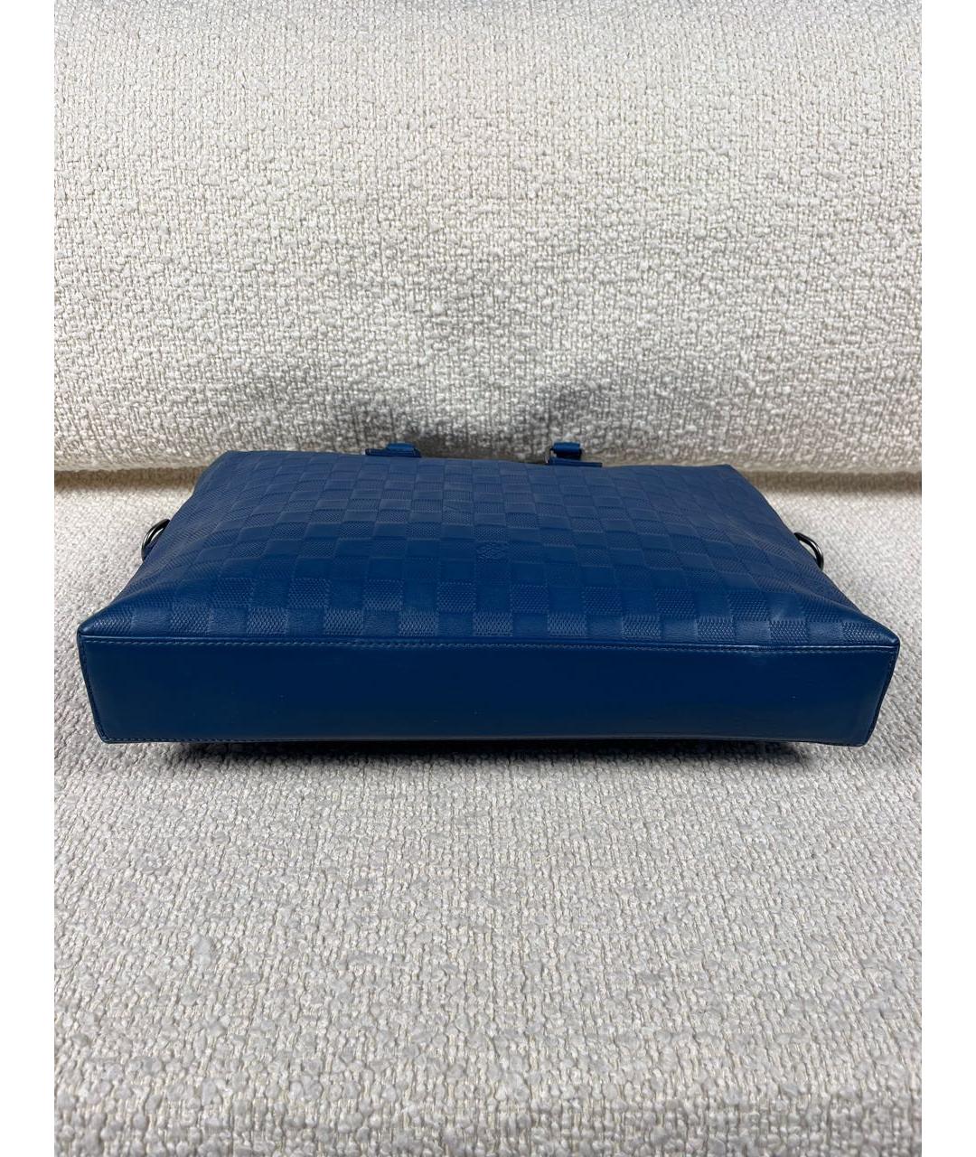 LOUIS VUITTON Синий кожаный портфель, фото 7