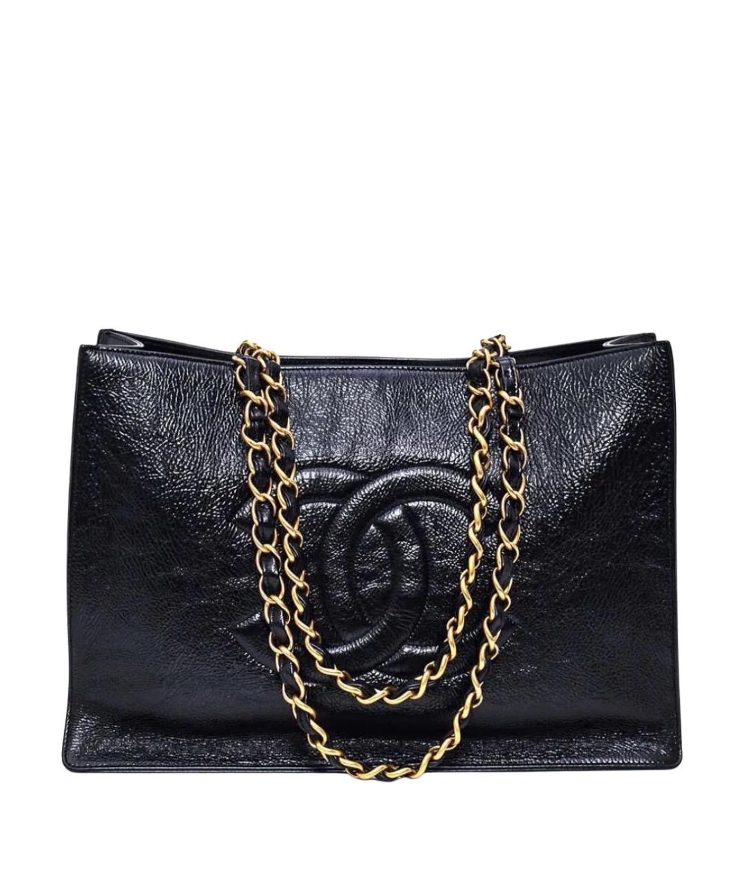 CHANEL Черная сумка тоут из лакированной кожи, фото 1