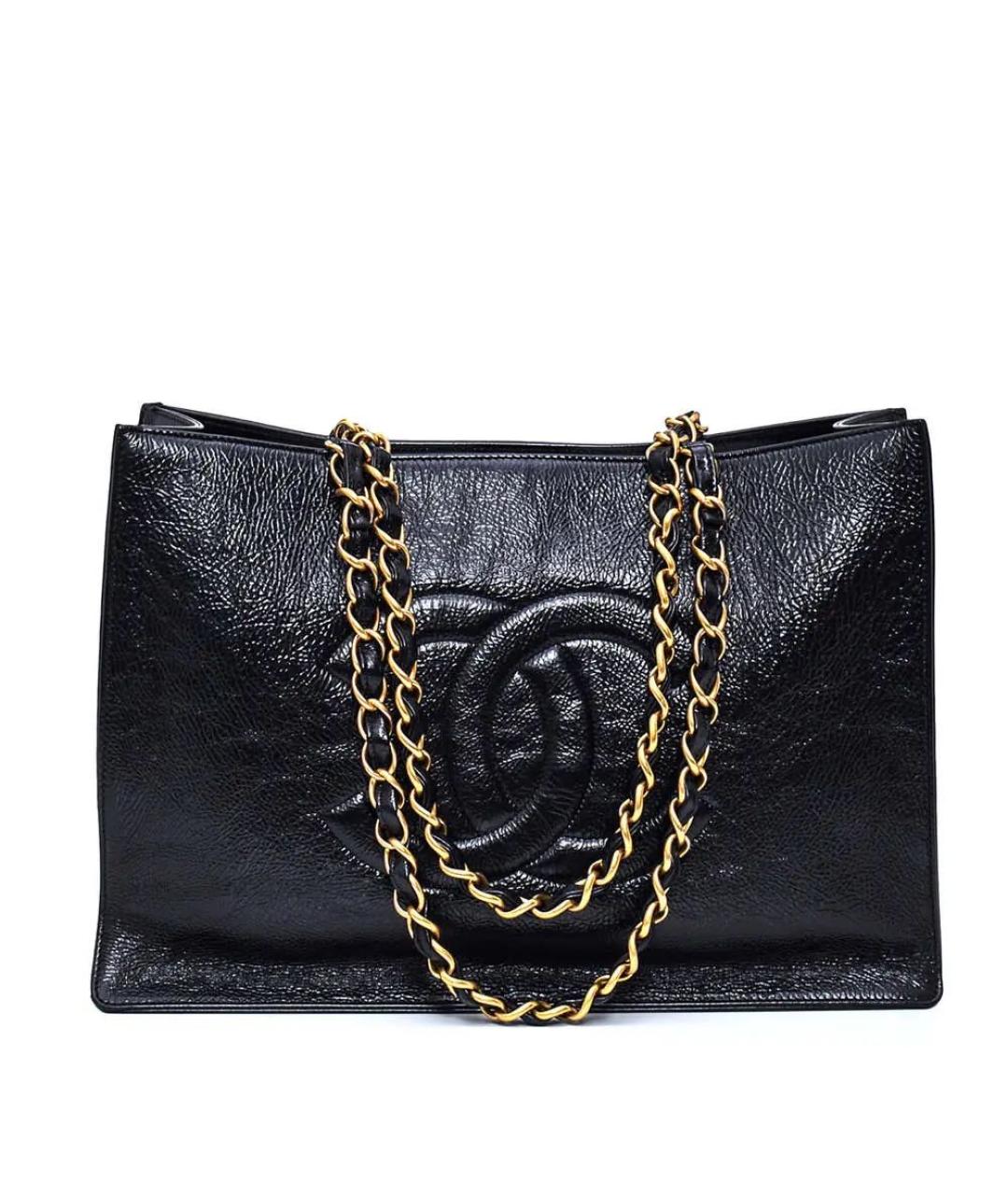 CHANEL Черная сумка тоут из лакированной кожи, фото 8