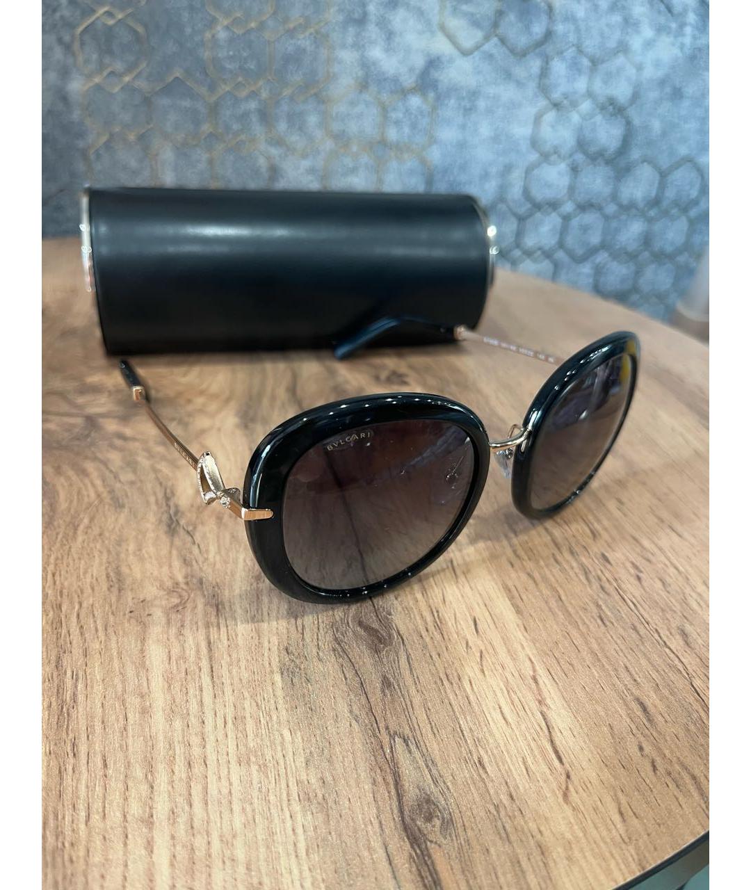 BVLGARI Черные пластиковые солнцезащитные очки, фото 2