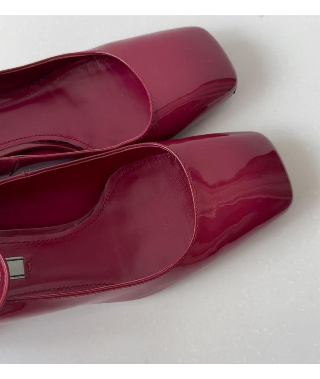 PRADA Бордовые туфли из лакированной кожи, фото 8