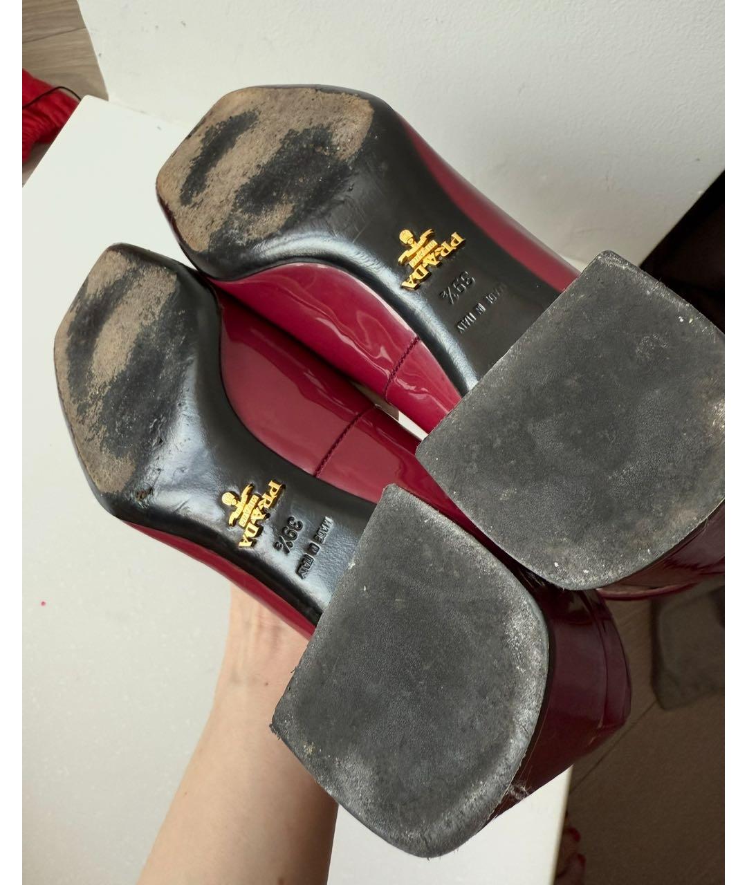 PRADA Бордовые туфли из лакированной кожи, фото 7