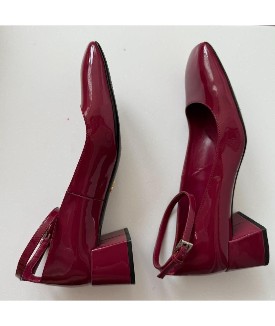 PRADA Бордовые туфли из лакированной кожи, фото 5