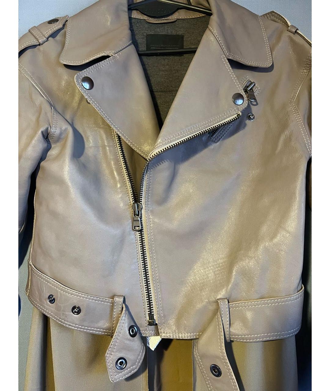 DIESEL BLACK GOLD Бежевая кожаная куртка, фото 4