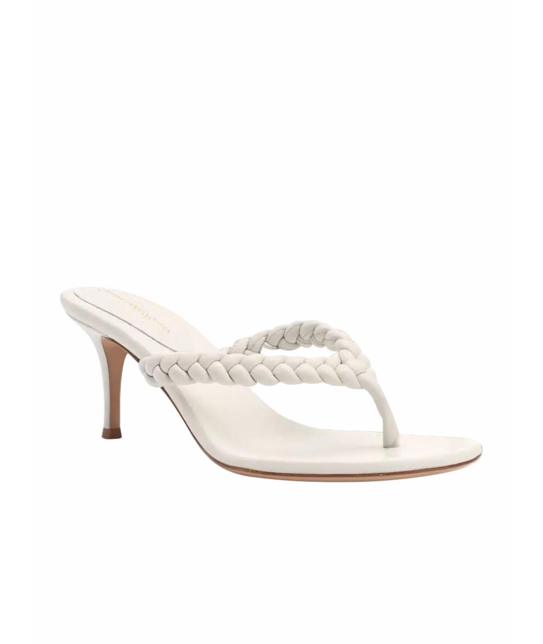 GIANVITO ROSSI Белые кожаные мюли, фото 1