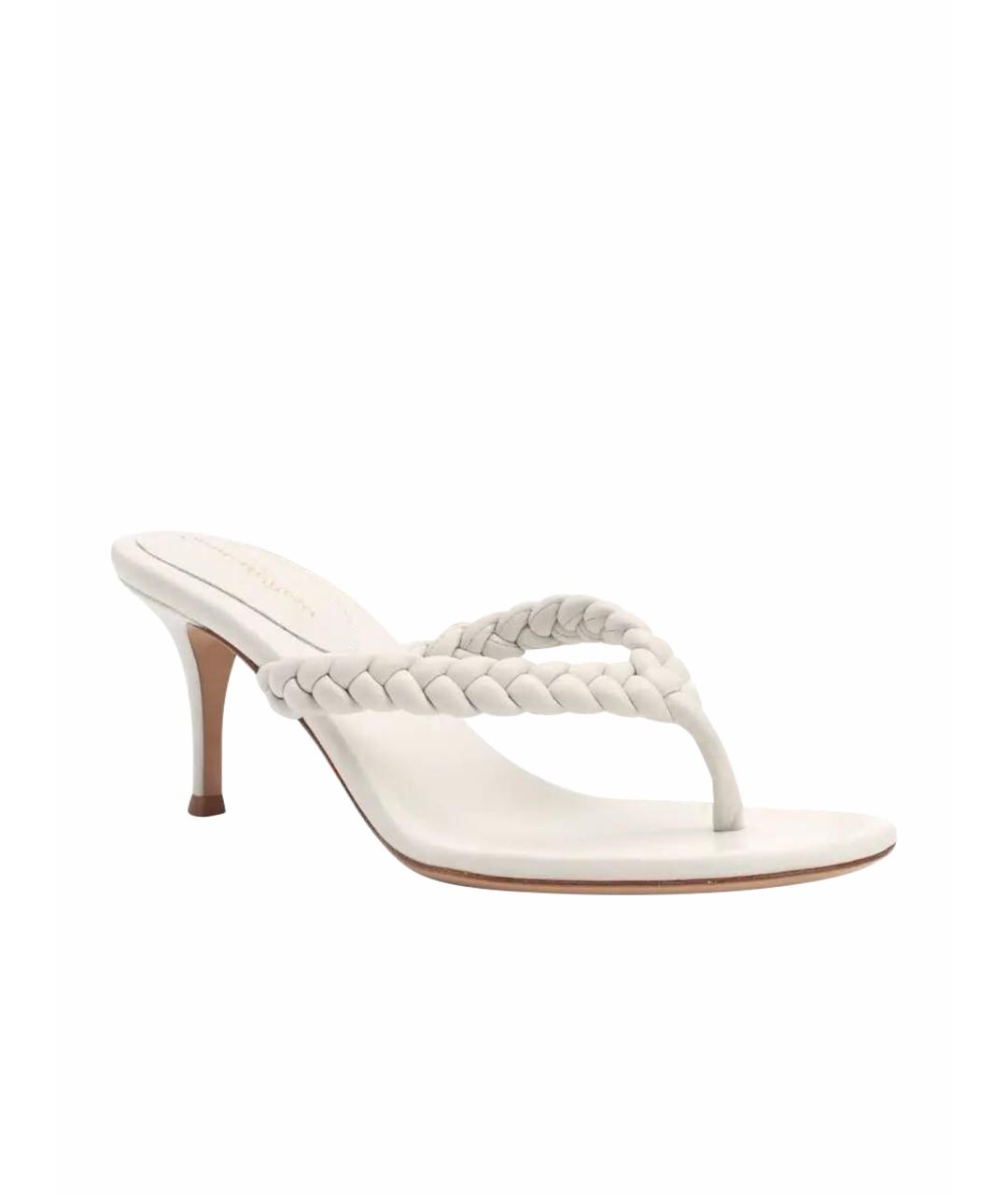 GIANVITO ROSSI Белые кожаные мюли, фото 7