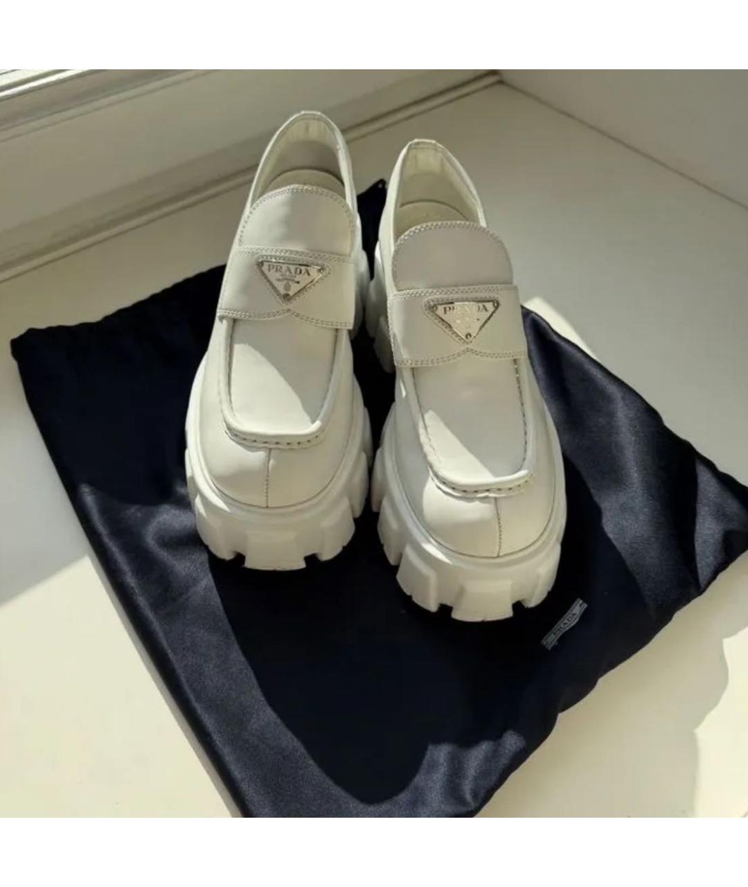 PRADA Белые кожаные лоферы, фото 6
