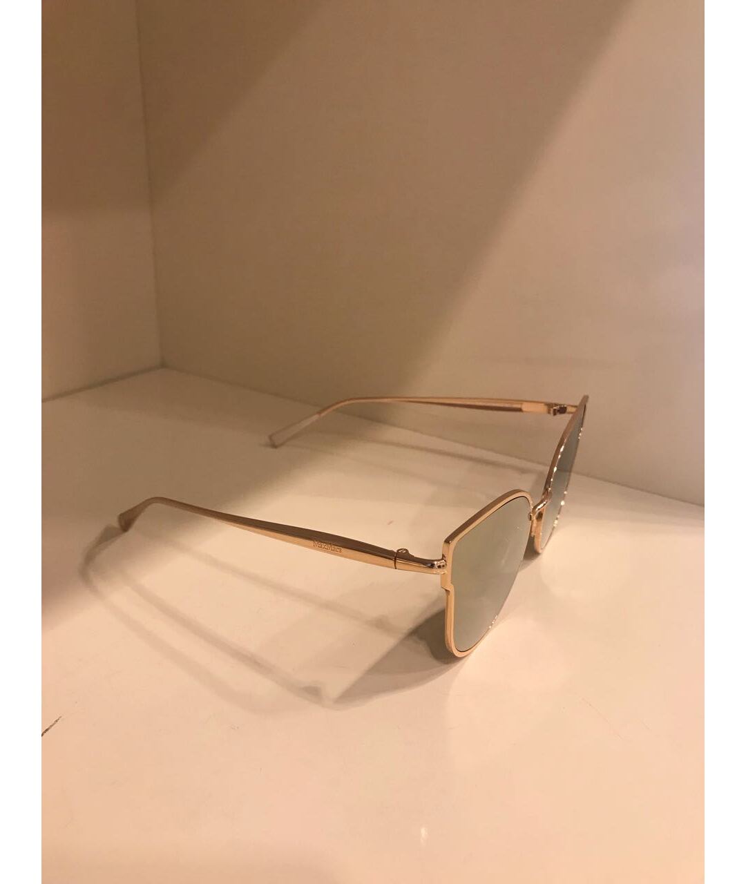 MAX MARA Золотые металлические солнцезащитные очки, фото 2
