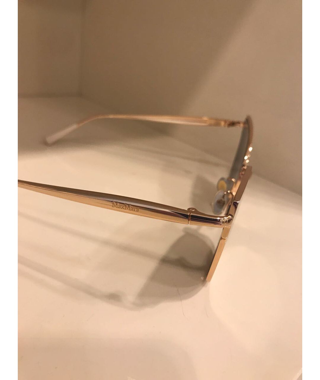 MAX MARA Золотые металлические солнцезащитные очки, фото 3