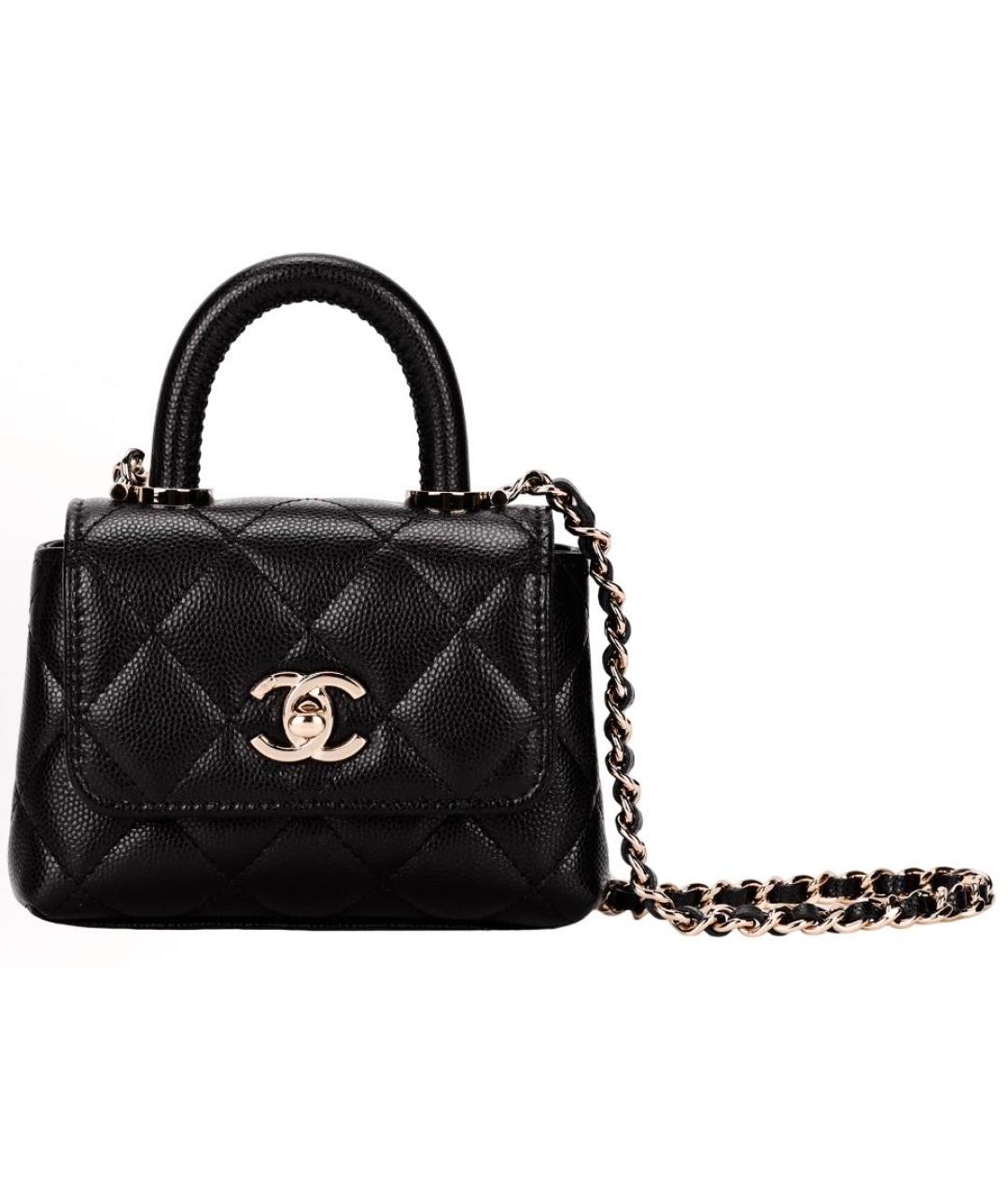 CHANEL Черная кожаная сумка с короткими ручками, фото 1