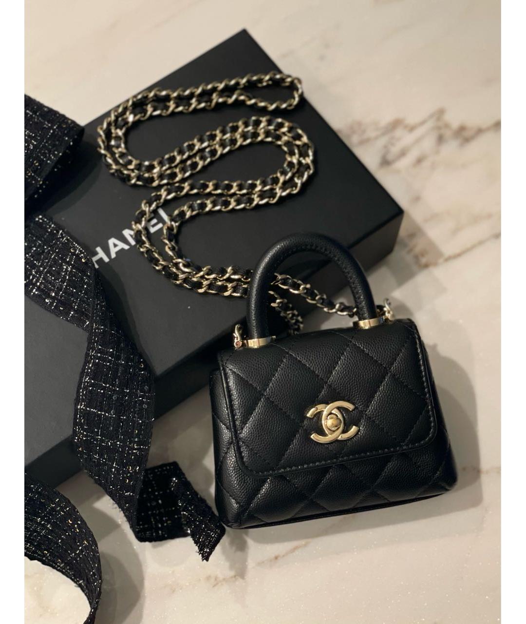CHANEL Черная кожаная сумка с короткими ручками, фото 5