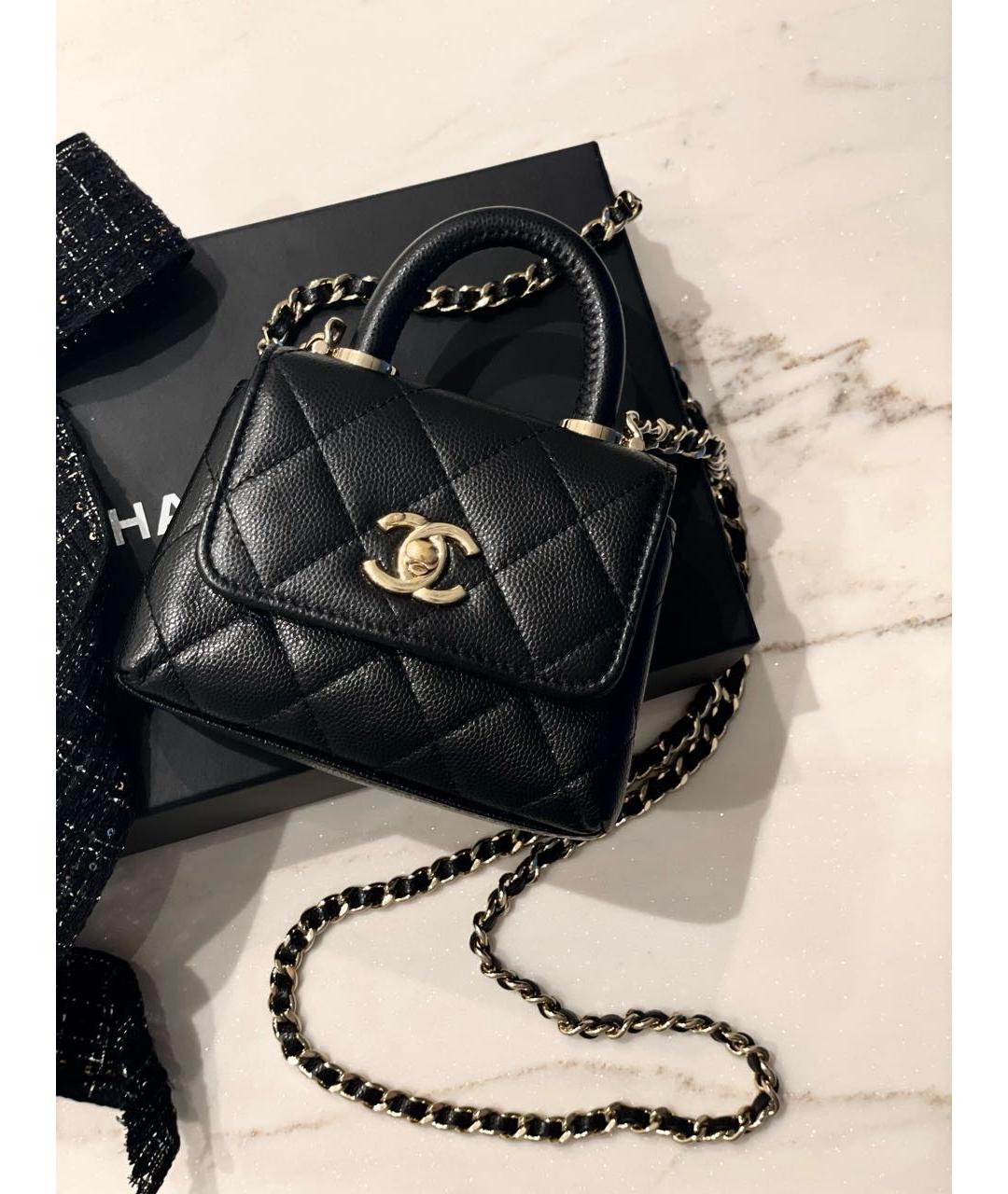 CHANEL Черная кожаная сумка с короткими ручками, фото 4