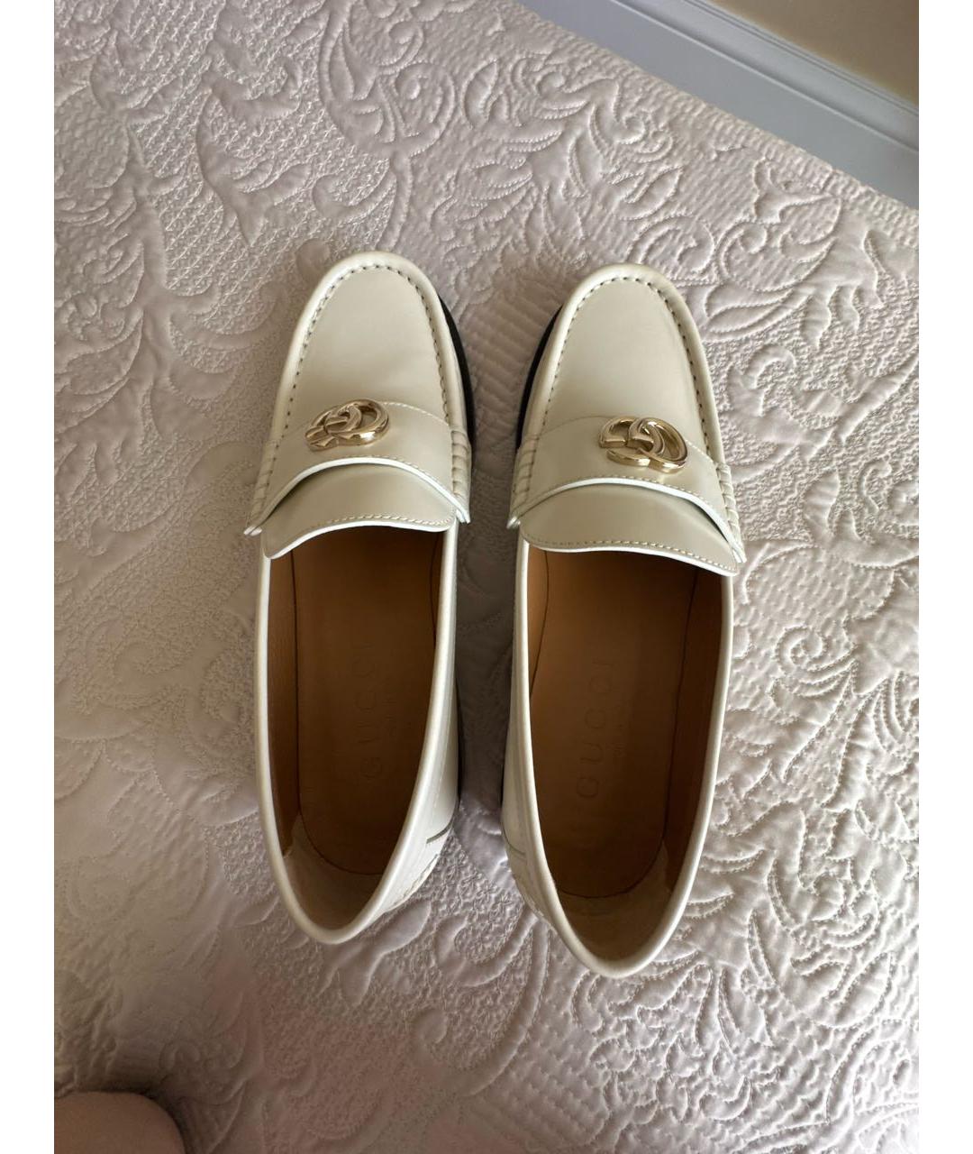 GUCCI Бежевые кожаные лоферы, фото 3