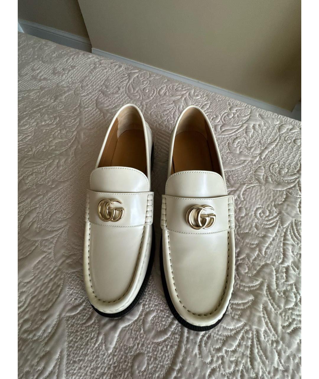 GUCCI Бежевые кожаные лоферы, фото 2