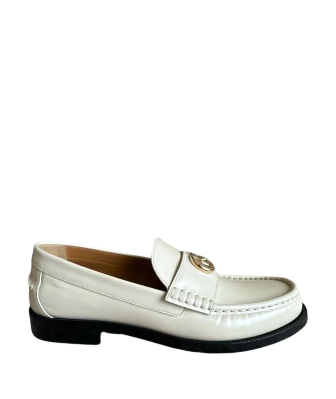 GUCCI Бежевые кожаные лоферы, фото 1