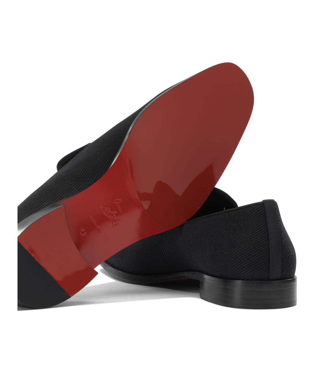 CHRISTIAN LOUBOUTIN Черные текстильные лоферы, фото 5