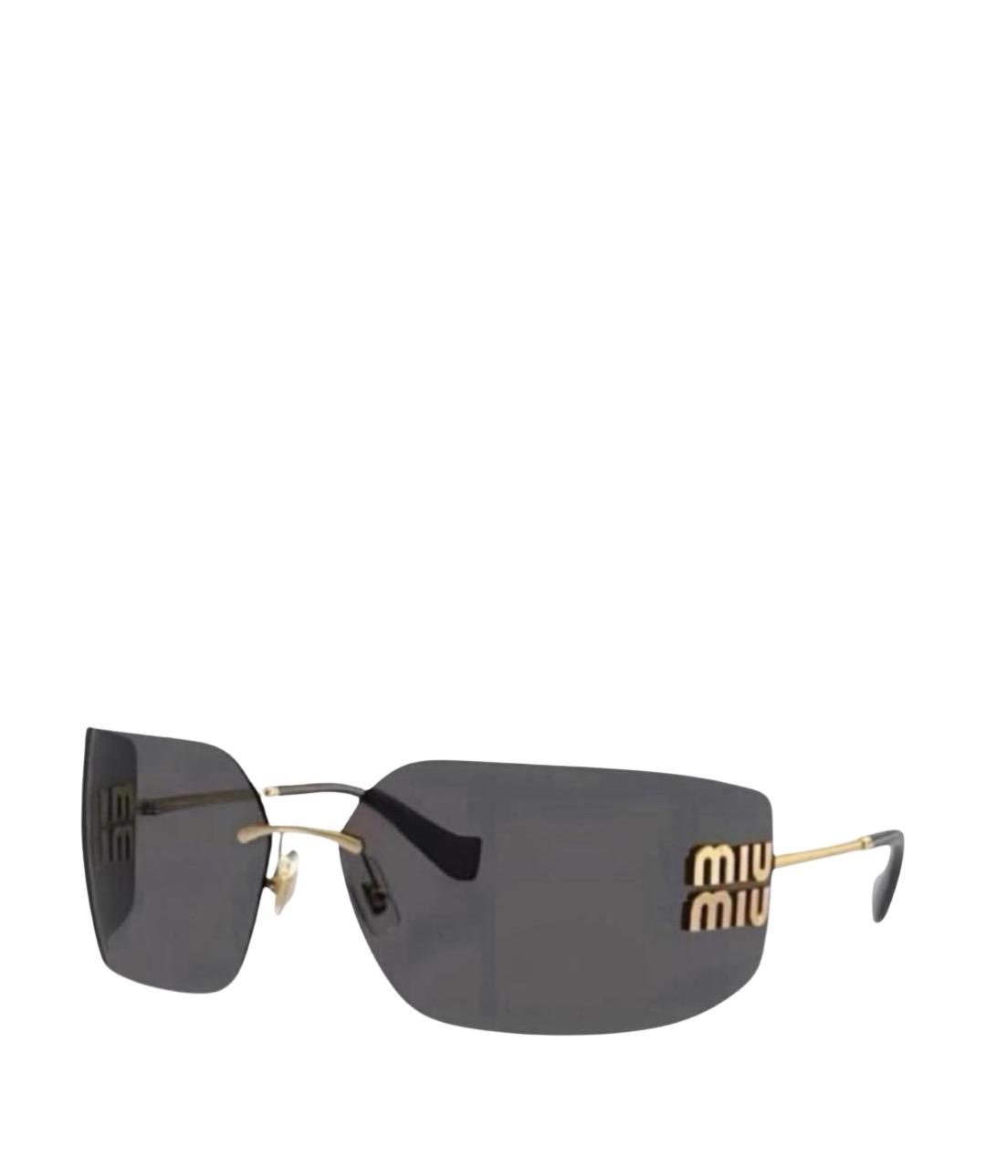 MIU MIU Золотые металлические солнцезащитные очки, фото 1