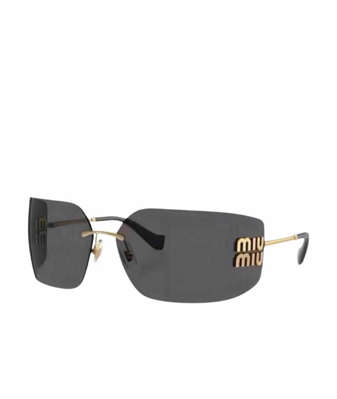 MIU MIU Золотые металлические солнцезащитные очки, фото 5