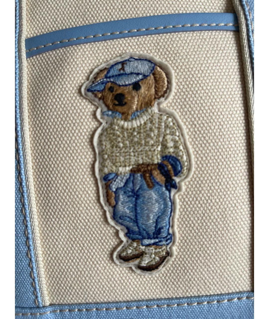 POLO RALPH LAUREN Бежевая тканевая сумка тоут, фото 3