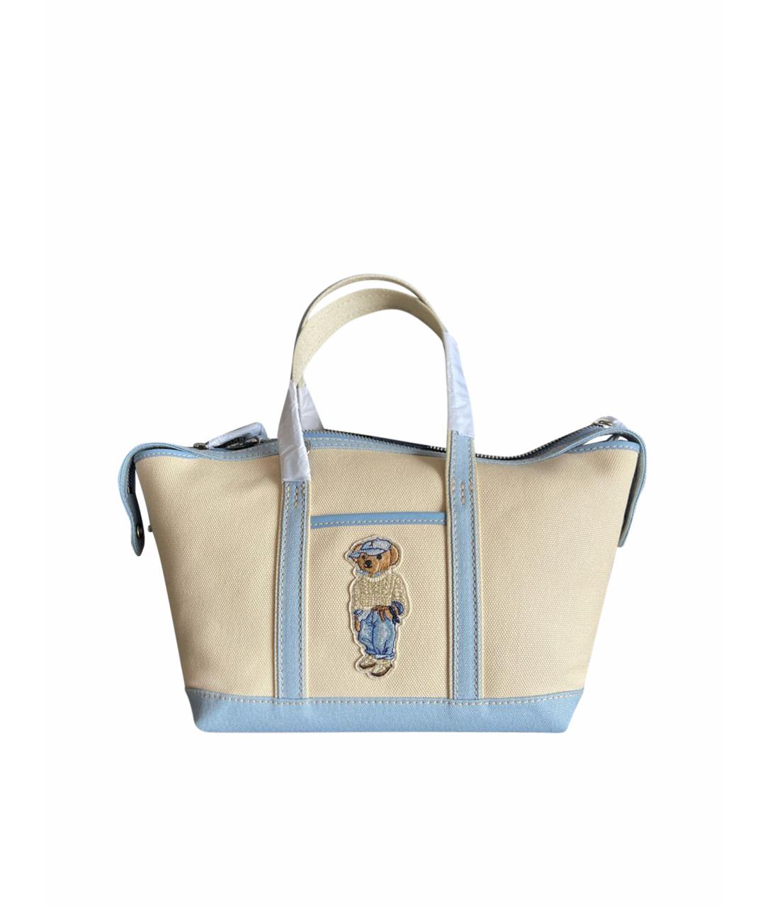 POLO RALPH LAUREN Бежевая тканевая сумка тоут, фото 1