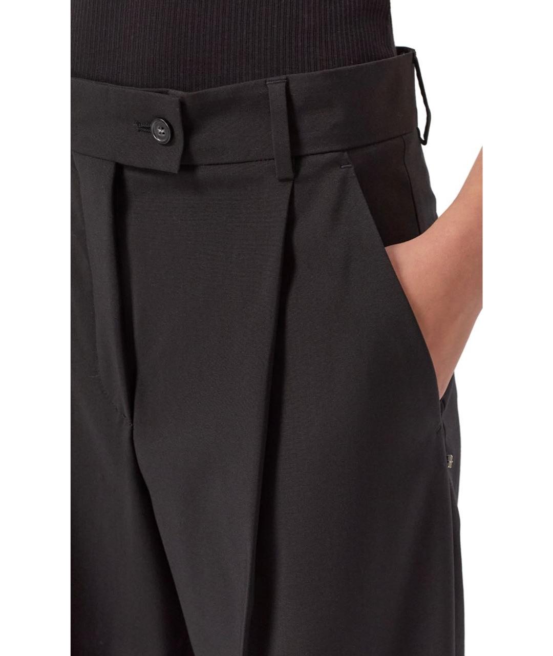 SPORTMAX Черные шерстяные брюки широкие, фото 3