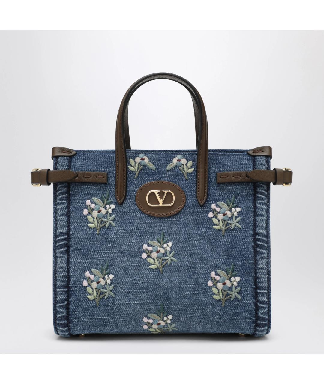 VALENTINO Синяя тканевая сумка тоут, фото 3