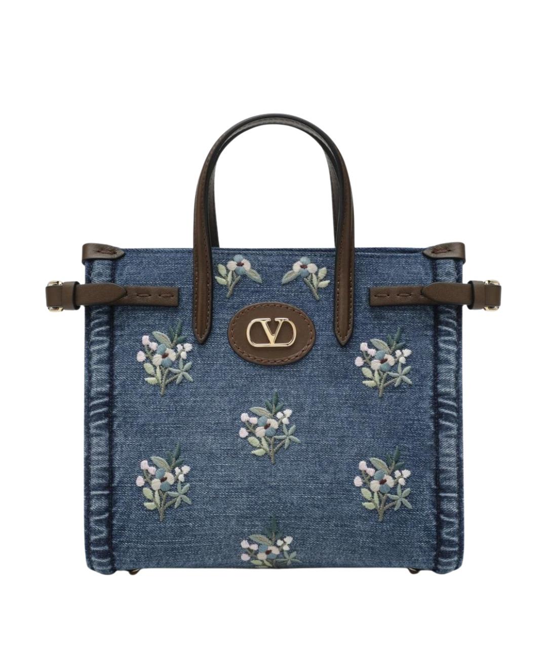VALENTINO Синяя тканевая сумка тоут, фото 1