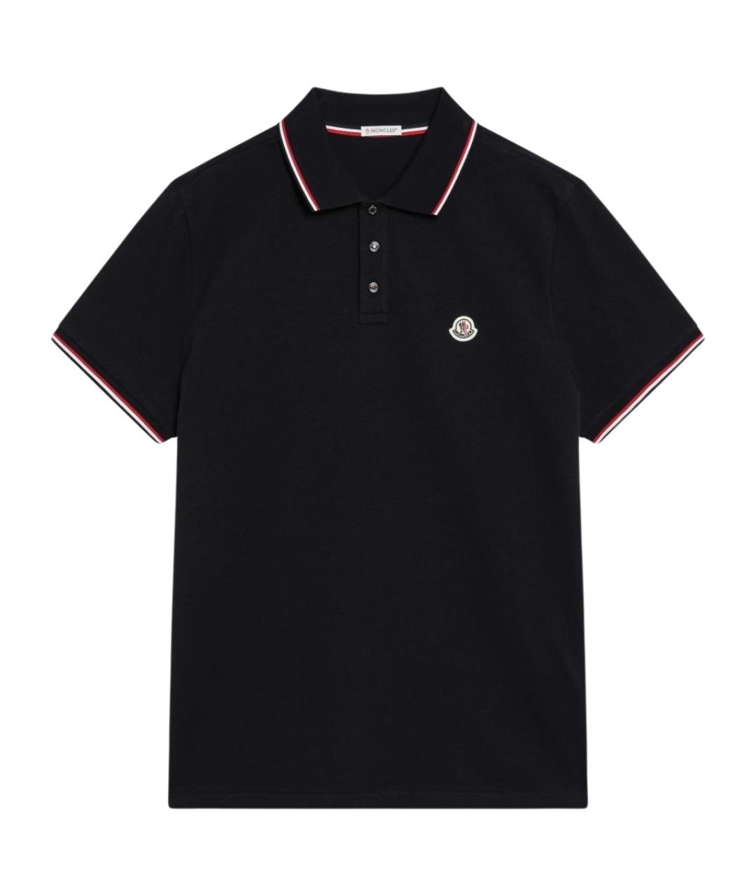 MONCLER Синее хлопковое поло с коротким рукавом, фото 1
