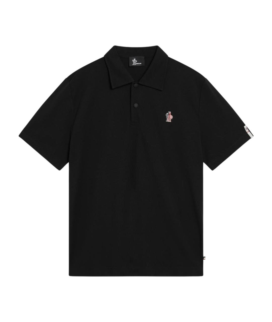 MONCLER GRENOBLE Черное хлопковое поло с коротким рукавом, фото 1