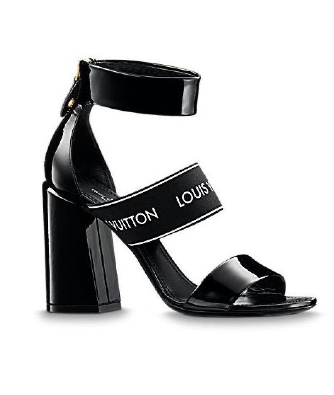 LOUIS VUITTON Черные кожаные босоножки, фото 9