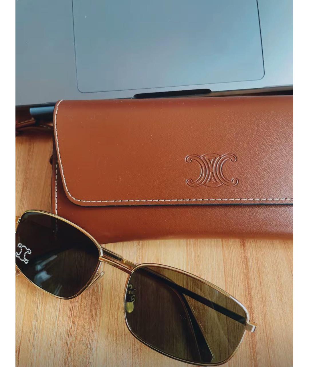 CELINE Золотые металлические солнцезащитные очки, фото 4
