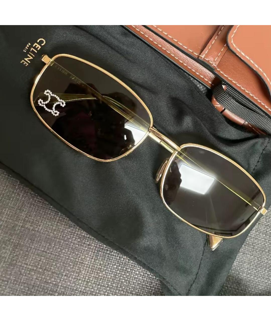 CELINE Золотые металлические солнцезащитные очки, фото 7