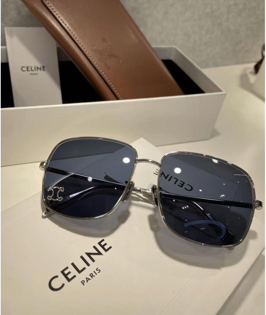 CELINE Серебряные металлические солнцезащитные очки, фото 4