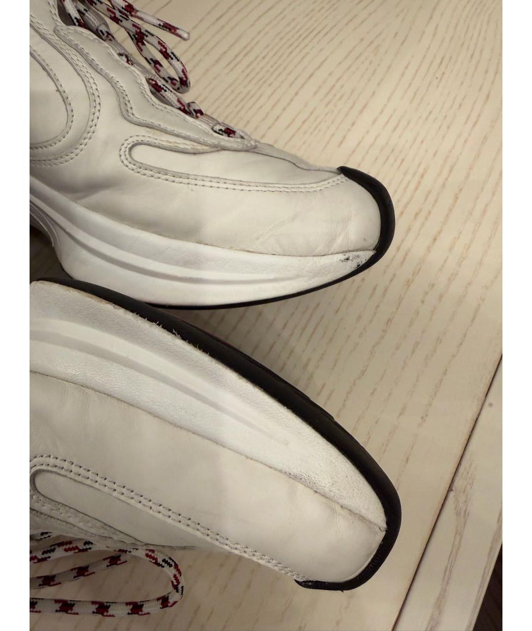 GUCCI Белые кожаные низкие кроссовки / кеды, фото 4