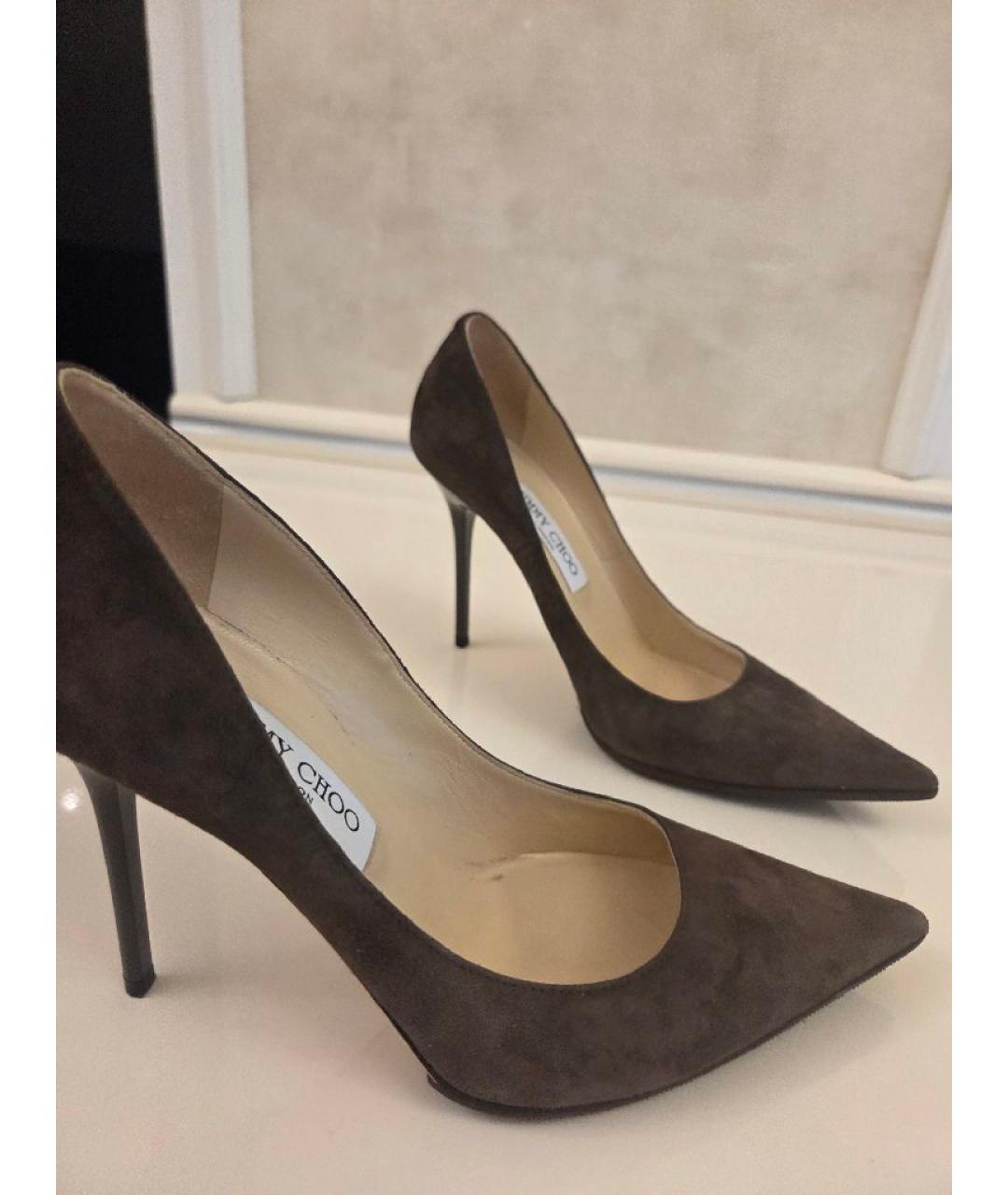 JIMMY CHOO Коричневые замшевые туфли, фото 6