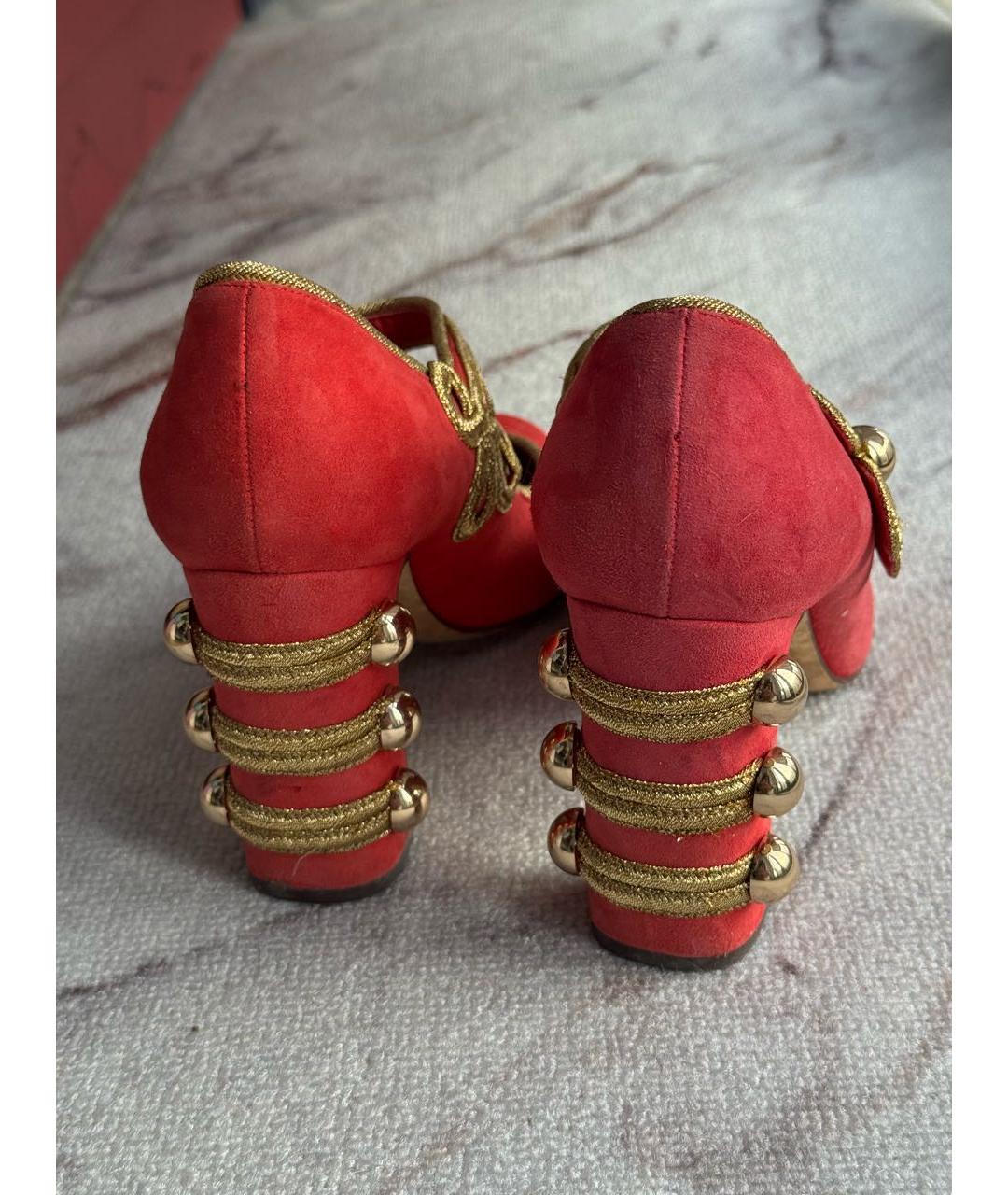 DOLCE&GABBANA Красные замшевые туфли, фото 4