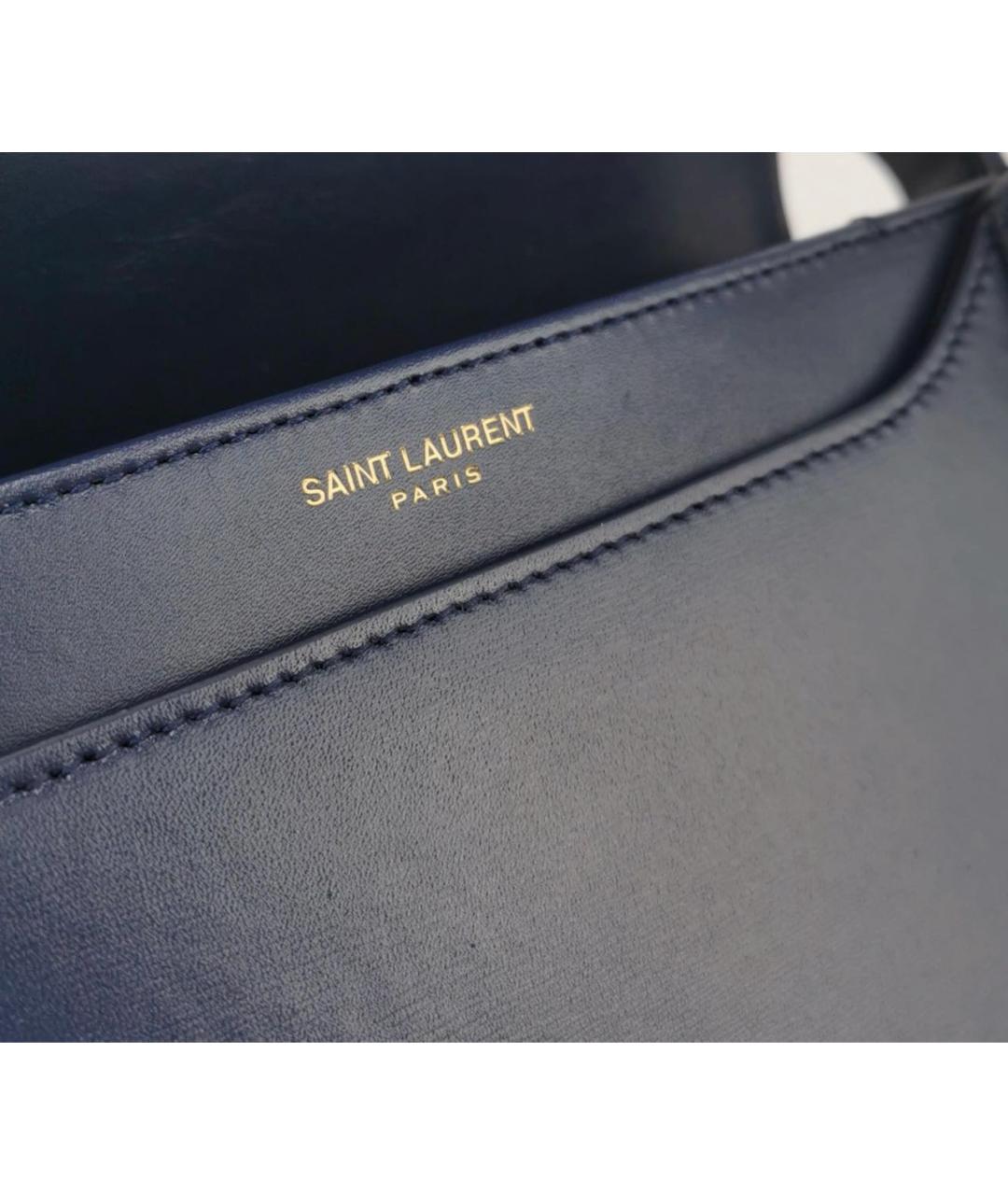 SAINT LAURENT Темно-синяя кожаная сумка через плечо, фото 4