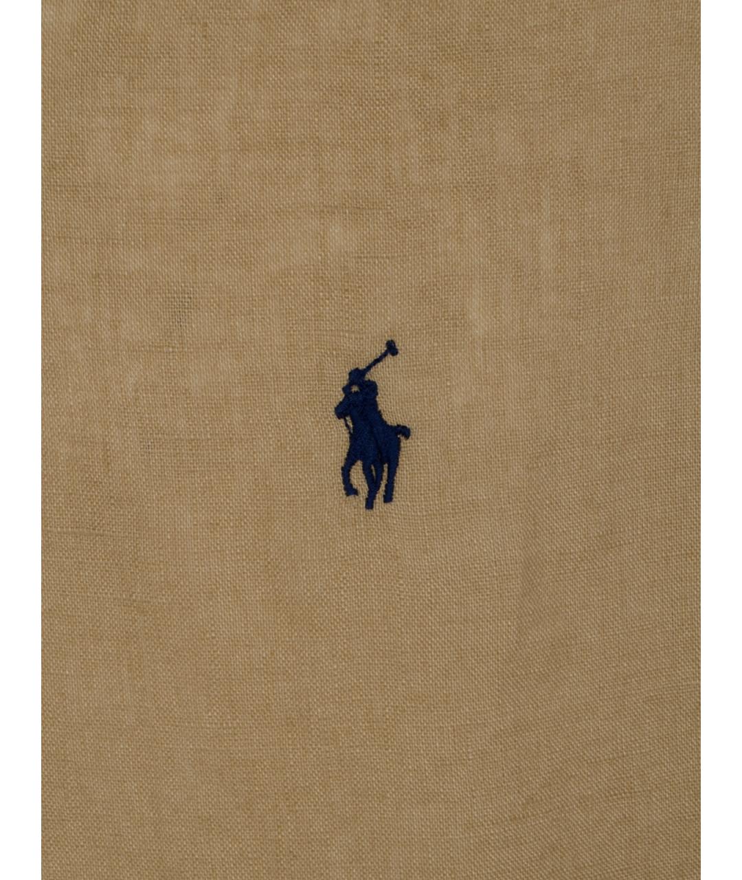 POLO RALPH LAUREN Бежевая льняная кэжуал рубашка, фото 3