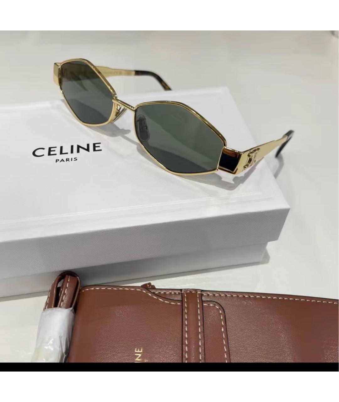CELINE Золотые металлические солнцезащитные очки, фото 7