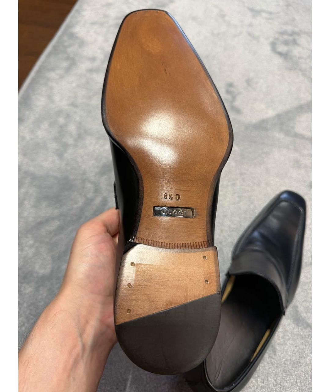 GUCCI Черные кожаные туфли, фото 5