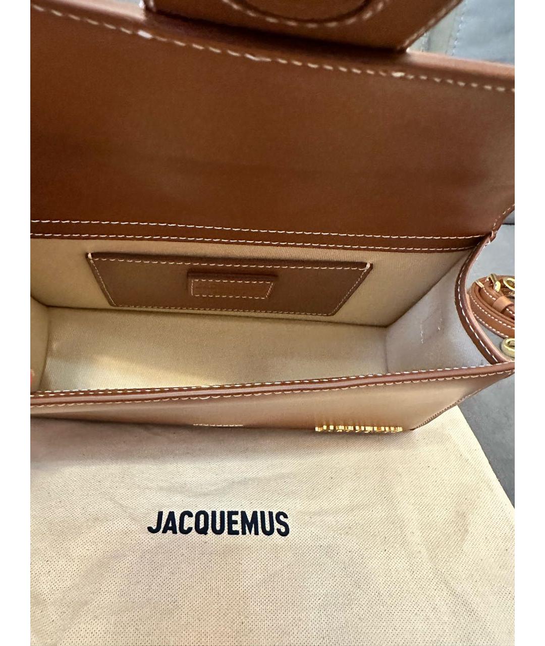 JACQUEMUS Коричневая кожаная сумка с короткими ручками, фото 7