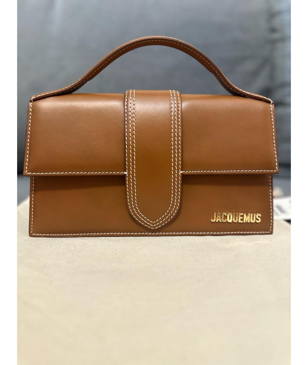 JACQUEMUS Коричневая кожаная сумка с короткими ручками, фото 9